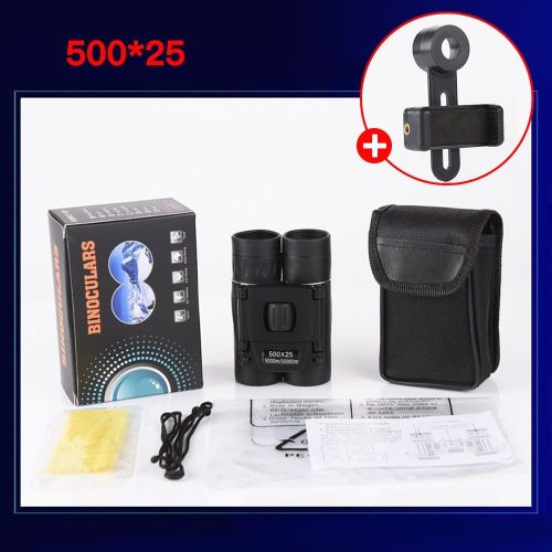 Binoculars 500x25 HD Telescope 5000M Long Range Folding Mini Telescope BAK4 Optics For Hunting Sports Outdoor Camping Travel Binoculars 500x25 HD Telescope 5000M Long Range Folding Mini Telescope BAK4 Optics For Hunting Sports Outdoor Camping Travel